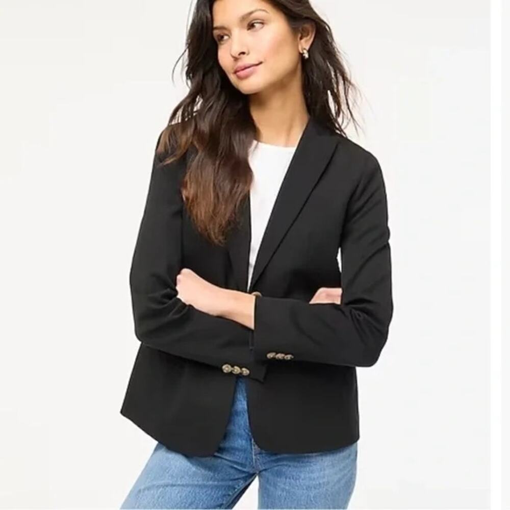 J. Crew Women's Two-Button Blazer Jacket Long Sleeve Black Size 8 Petite NWT